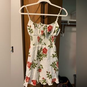 White with red roses reformation dress